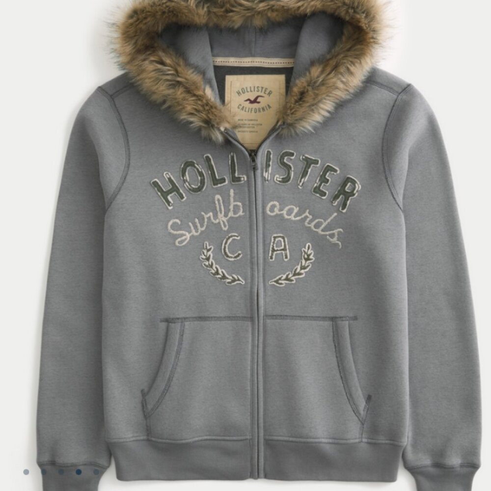 Hollister faux fur hoodie